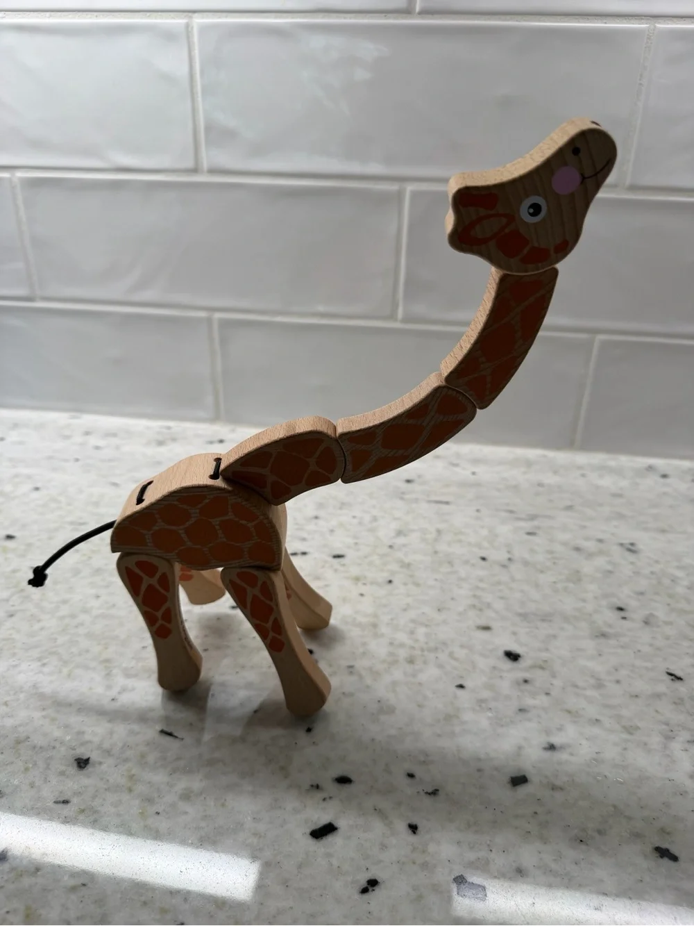 Melissa and Doug Wooden Giraffe Safari Toy Movable Neck and Legs